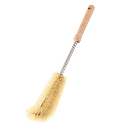 VALINK Long Bristle Brush with Wood Handle,Bottle Brush with Curved Head for Cleaning Baby Water Bottle Tube Teapot Mouths Straw Pipe Washer Brushes Wooden Handle With Narrow Mouth 4x30cm