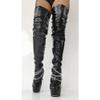 Thigh High Boots for Womens. Plus Size Shoes Stilettos Platform Over The Knee High Boots. for Stripper Cross-Dressing Party Shows,Patent Black,8 UK view 3