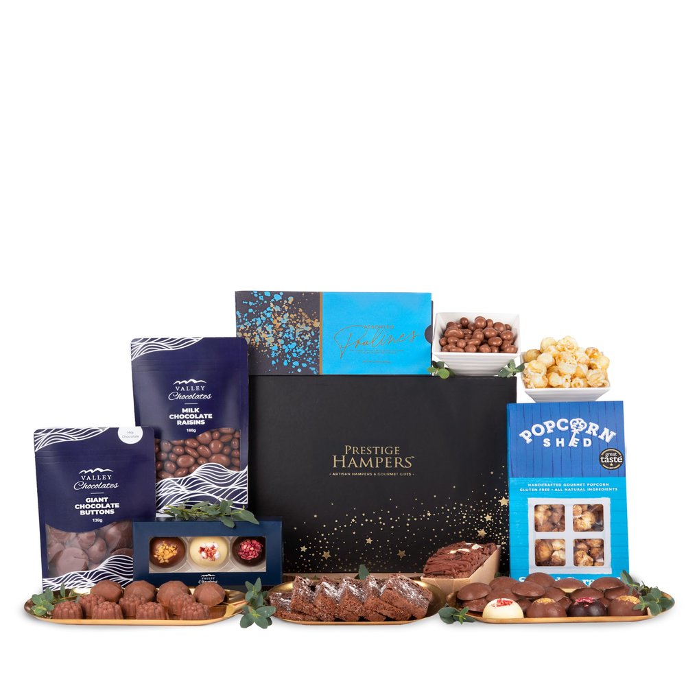 Chocolate Joy Basket  Christmas Hamper with Valley Domes & Pralines Classics  Delicious Festive Gift