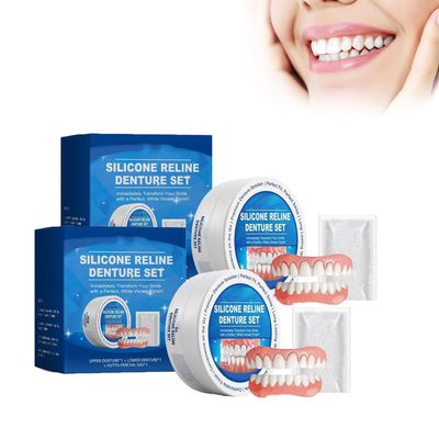 Silicone Reline Denture Set, Denture Silicone Reline Kit, Silicone Reline Kit for Dentures, Tooth Repair Kit, Soft Denture Reline Kit, Veneers Snap in Teeth Teeth Comfort Fit (2 pcs)
