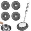 FHBHJNATC Set of 5 steel sponge handles, scourer stainless steel, steel wool sponge, it is used to clean kitchen utensils such as kitchen stoves, pots, bowls, pots etc view 1