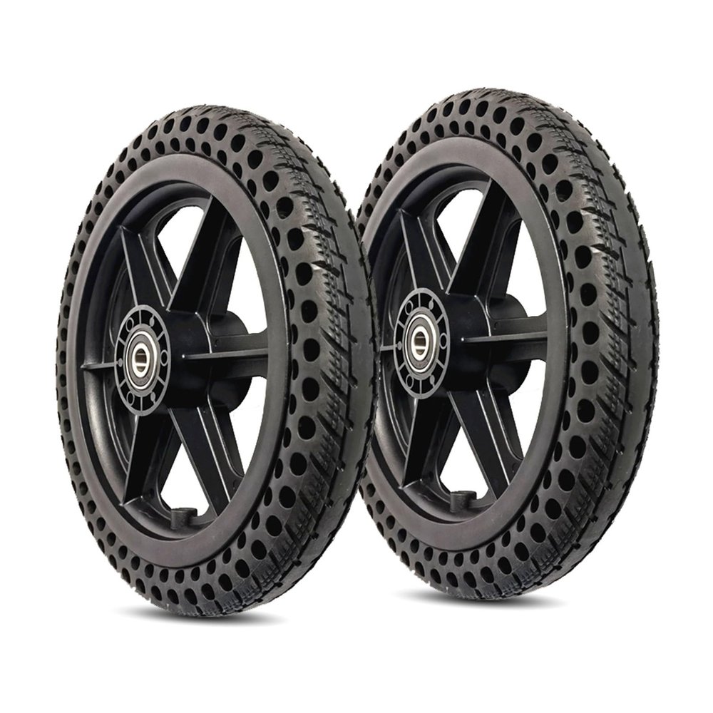 12 Inch Rear Wheel Replacement for Wheelchairs 1 Pair, 121.5 Honeycomb Solid Tire Wheel Assembly, ABS Plastic Wheel Hub(12x1.5(15mm))