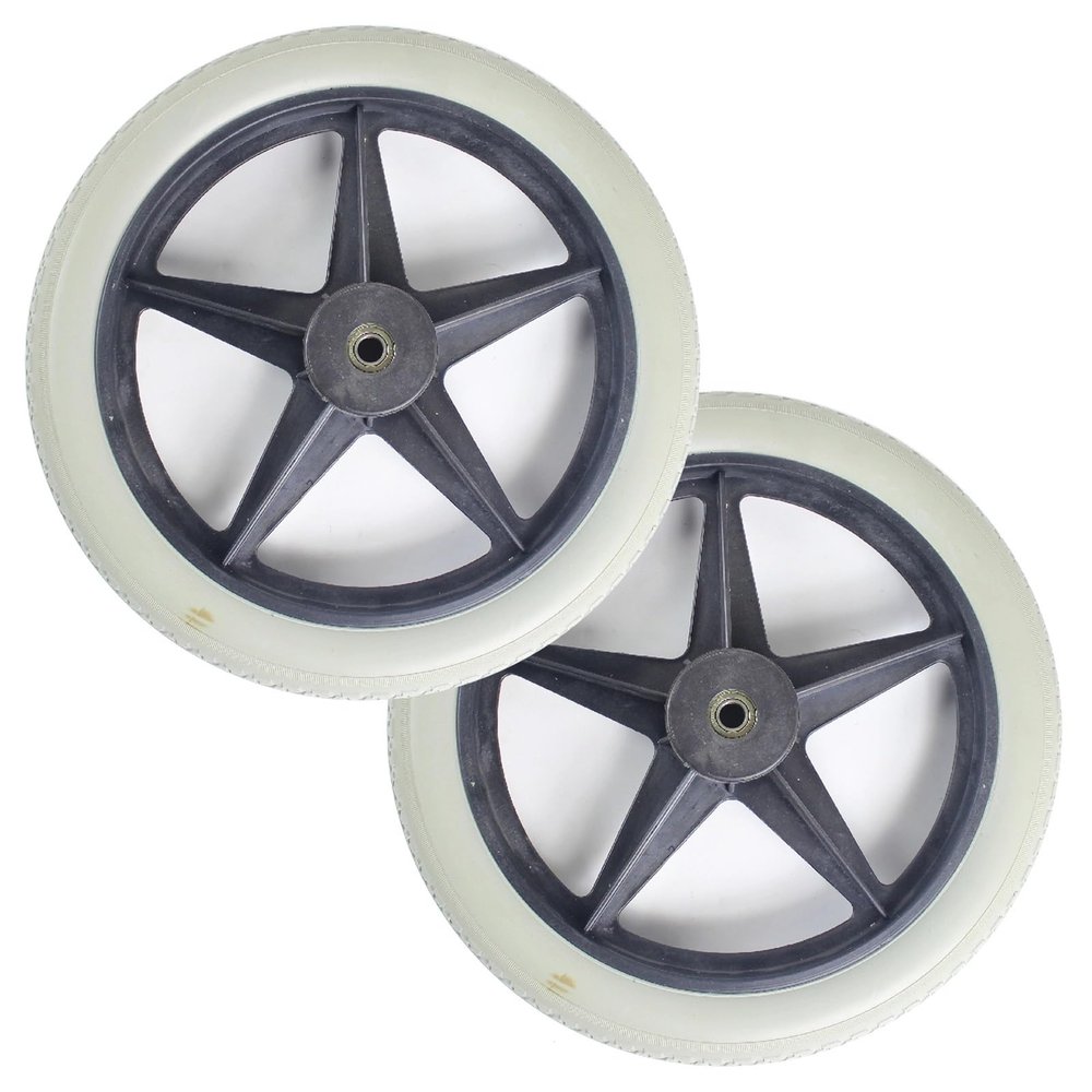14 Inch Rear Wheels for Manual Wheelchair, 14x1.75 Wheelchair Replacement Rear Wheel, Solid Tire, Rear Wheel Assembly, Wheelchair Replacement Parts, Bearing:1/2"(12.7mm)(2PCS)