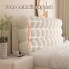 JWSYBD Headboard Pillow Snowball Large Upholstered Wall Panels Waist Positioning Reading Support Bolster for Sitting in Bed King Size Removable Bedroom Living Room (Coffee,Cal King) view 2