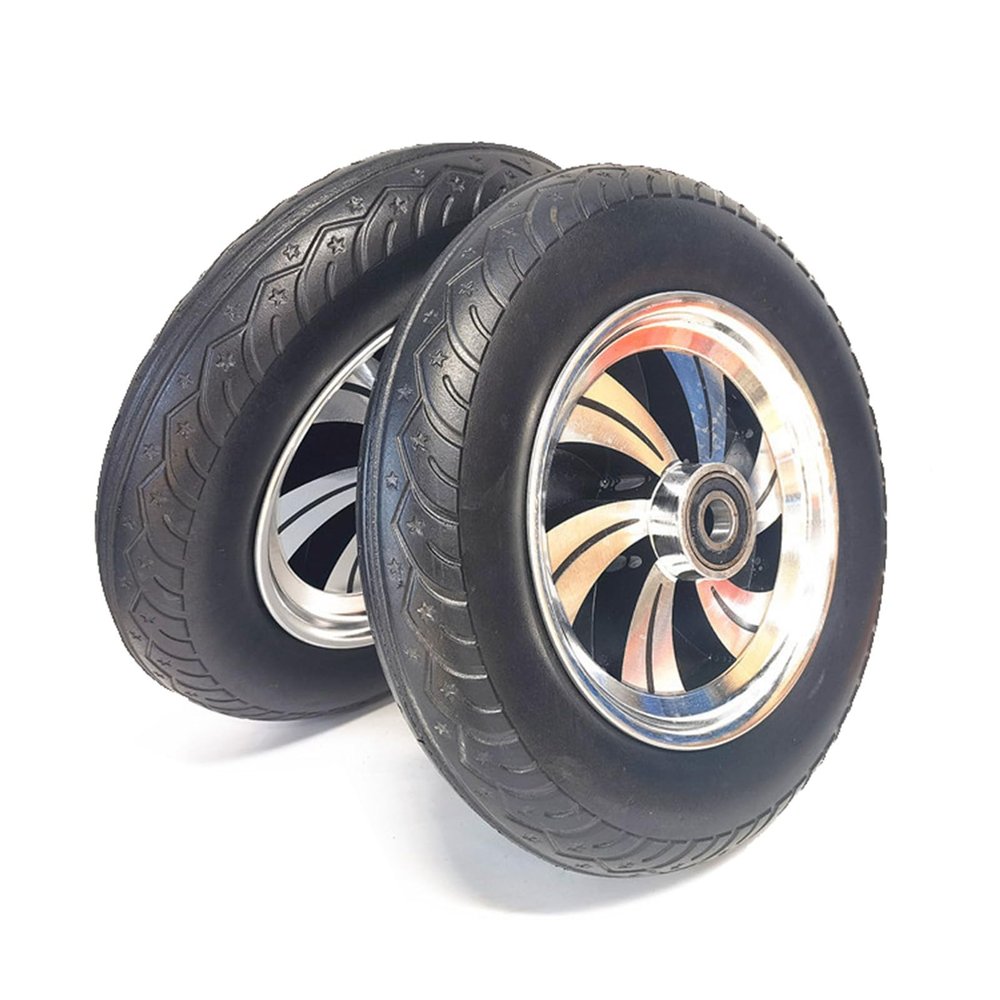 14 Inch Solid Wheels Replacement Parts 1 Pair, 3.00-8 Non-Inflatable Rubber Tire, Aluminum Alloy Hub with 0.79in(3/4") Bearing