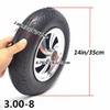 14 Inch Solid Wheels Replacement Parts 1 Pair, 3.00-8 Non-Inflatable Rubber Tire, Aluminum Alloy Hub with 0.79in(3/4") Bearing view 2