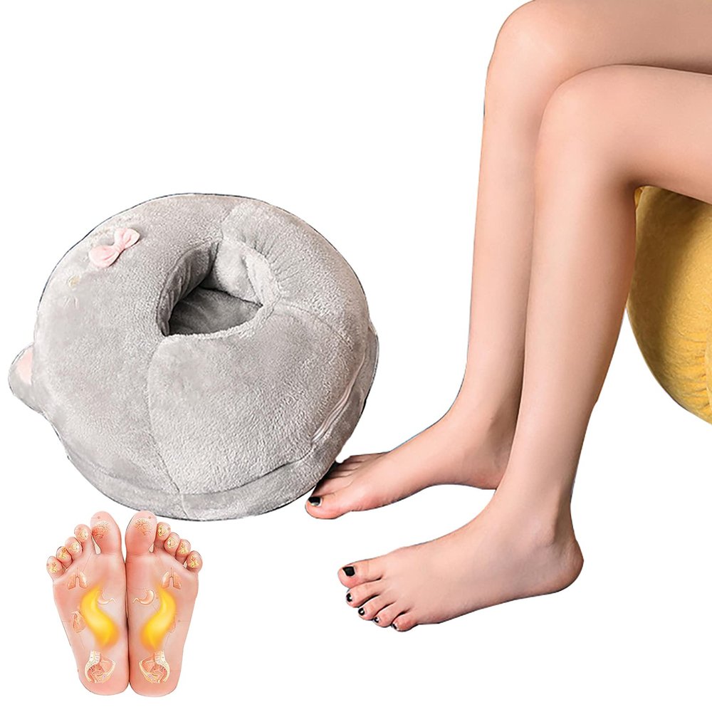 ISCBAFYX USB Electric Heated Foot Warmer, Winter Fluffy Thick Plush Foot Heater, 5 Temperature Settings, for Under Desk,Bed, Sofa