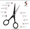 SS INSTRUMENTX Beard and Moustache Scissors Professional Beard Scissors for Ear and Nose Hair, Stainless Steel Hair Trimming Scissor for Eyebrows, Eyelashes and Ear Hair (Black, 4.5") view 2