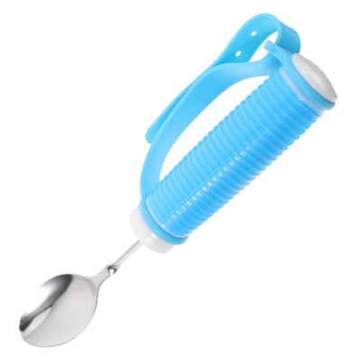 COLLBATH Adaptive Stainless Steel Elderly Eating Spoon with Non-slip Silicone Handle, Tremble Proof Portable Feeding Utensil for Disabled Adults and Seniors