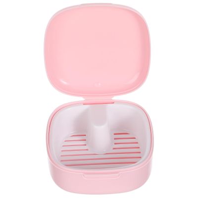 COLLBATH Portable Retainer Storage Holder Case with Secure Lid and Built-in Drainer Basket, Compact Plastic Denture Box Suitable for Travel and Daily Use
