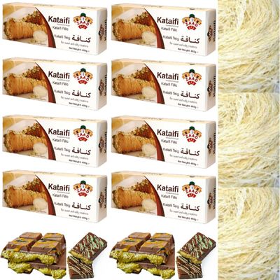 8 PACKS X [Fresh Guarantee] Original Zaaad Fresh Kataifi Kadayif Shredded Fillo Dough Pastry Kadaifi Threads Taze Kadayif for Dubai Chocolate 400 Gram