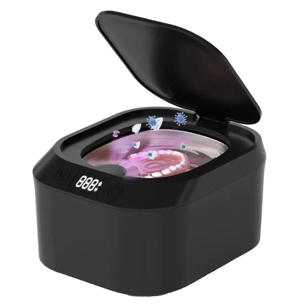 Nightcarbon Ultrasonic Retainer Cleaner | UV sterilizer for Dentures, Aligner, Mouthguard, Jewelry, Toothbrush Head, 220ML Portable Retainer Cleaner Machine deep Cleaning