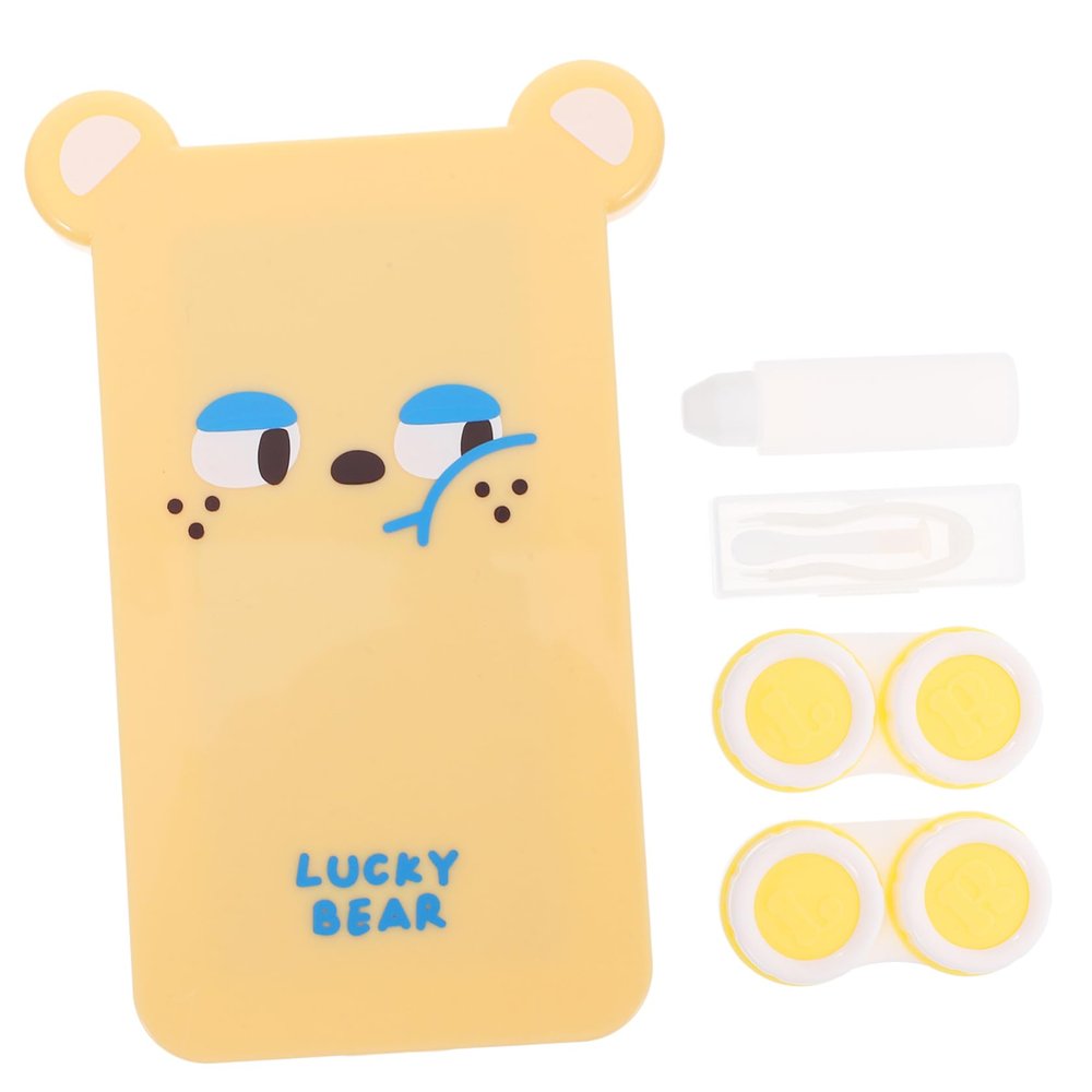 BEBEMOKO 1set Portable Leakproof Lens Organizer Cartoon Case for Easy Storage Travel Small Holder for Women