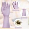 AUAUY 3 Pairs Reusable Household Washing up Gloves, Rubber Soft Cleaning Gloves, Non-Slip and Waterproof Dishwashing Gloves with Embossed Palm for Kitchen Cleaning, Gardening (Green+Orange+Purple, M) view 4