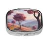 Small Heart Shaped Trees Printed Pill Organizer Daily,Portable Metal Travel Pill Case Box for Purse and Pocket view 1