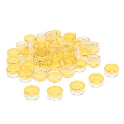 50pcs Empty Round Makeup Jar Pot Travel Cream Powder Cosmetic Container Case Yellow, 5g