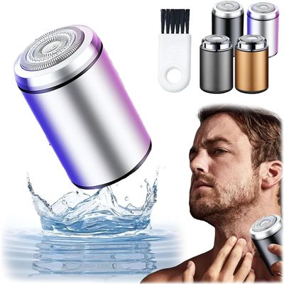 Silver IPX7 Waterproof Wet/Dry USB Rechargeable Electric Razor for Men - Portable Mini Electric Shaver for Travel, Office, Business Trips