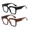 LJCZKA Oversized Square Blue Light Glasses for Women Men Computer Glasses Thick Frame Anti Eyestrain Headache for Reading, Texting & Gaming view 1
