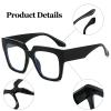 LJCZKA Oversized Square Blue Light Glasses for Women Men Computer Glasses Thick Frame Anti Eyestrain Headache for Reading, Texting & Gaming view 4