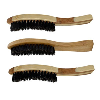 BELLIFFY 3pcs Natural Boar Bristle Beard Brush Men Long Handle Hair Brush for Beard Care Kit Random Style