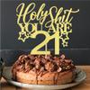 Trelsan Happy 21st Bithday Cake Topper, You're 21 Birthday Cake decorationFunny 21st Birthday Decorations for Men Women Black Glitter Cake decoration view 1