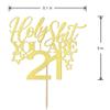 Trelsan Happy 21st Bithday Cake Topper, You're 21 Birthday Cake decorationFunny 21st Birthday Decorations for Men Women Black Glitter Cake decoration view 2