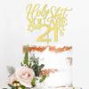 Trelsan Happy 21st Bithday Cake Topper, You're 21 Birthday Cake decorationFunny 21st Birthday Decorations for Men Women Black Glitter Cake decoration view 4