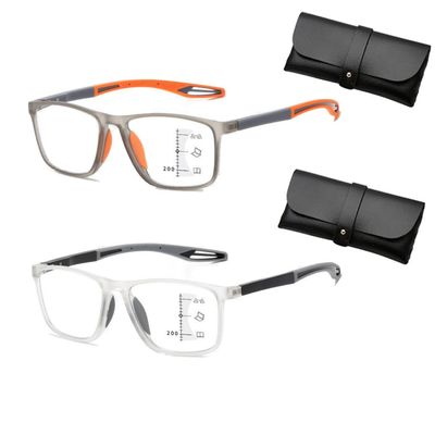 Aosrioylt Sport Intelligent Photochromic Progressive Bifocal Presbyopia Glasses, Chromoscope, Reading Glasses(Orange+white,+2.00)
