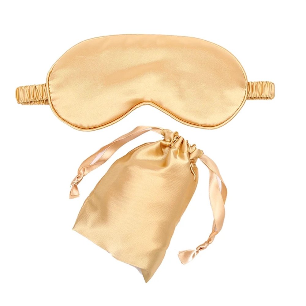 Silk Eye Mask 1PCS Imitated Silk Sleep Eye Mask Padded Shade Eye Cover Patch Sleeping Mask Eyemask Blindfolds Travel Relax Rest Women Men(Gold)