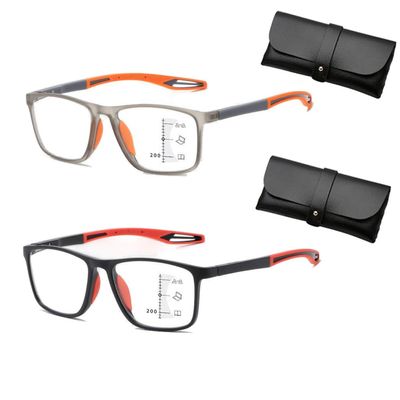 Aosrioylt Sport Intelligent Photochromic Progressive Bifocal Presbyopia Glasses, Chromoscope, Reading Glasses(Orange+red,4.00)
