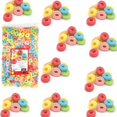Sour Hoops Fruit Flavoured Sour Jelly Sweets - Jelly Sweets Coating Sour Sugar (250g)