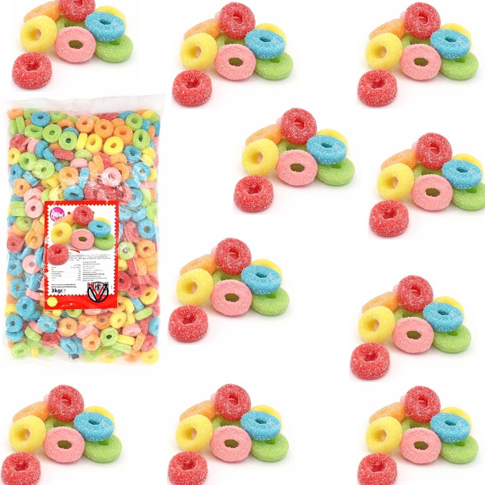 Sour Hoops Fruit Flavoured Sour Jelly Sweets - Jelly Sweets Coating Sour Sugar (250g)