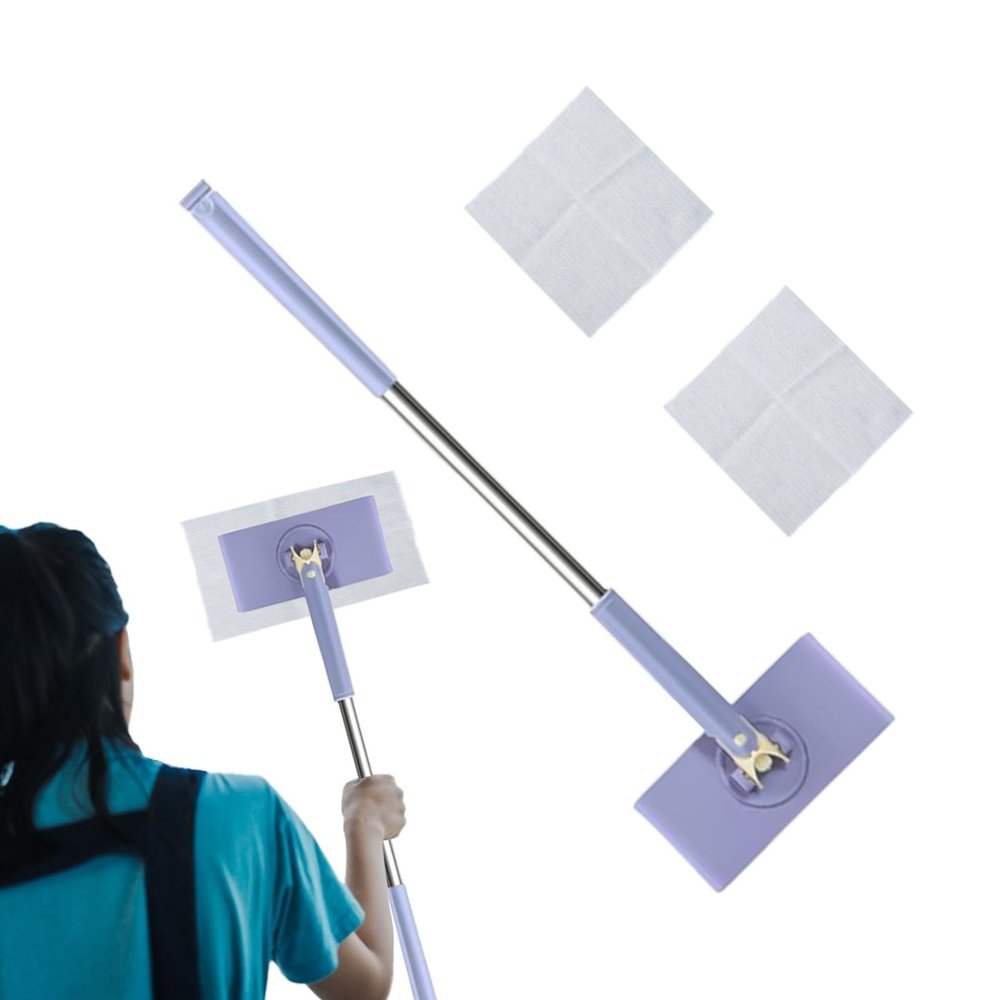 Fizepgo Automatic Cloth Changing -ni Mop | Push-Pull Handle Design Facial Tissue Mop | Dust Mop Rotating Dust Cleaner - Dry And Wet Easy Use For Kitchen Bathroom House Wall Mirrors
