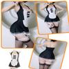 NewBull Maid Costume for Women Dress Apron Sexy Halter Neck French Maid Cosplay Costume Babydoll with Deep V Neckline and Trim Lace Lingerie Backless Role Playing Naughty view 3