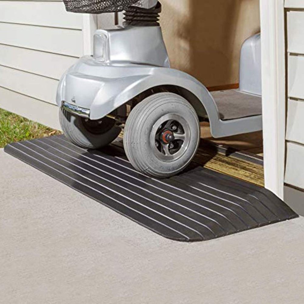 10ft High Step Ramp Natural Rubber Threshold Ramp Driveway for Manual Wheelchairs Electric Wheelchairs Scooters Trolleys. Load Capacity 1000kg. 43.5x21.06x3.94 Inches.