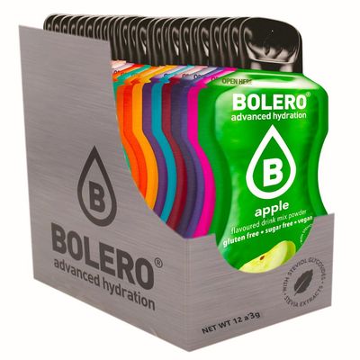 Bolero - 12 Flavours - Box of 12 Sachets (12x3g) sugar-free drink makes 6 L. of different flavours drinks.