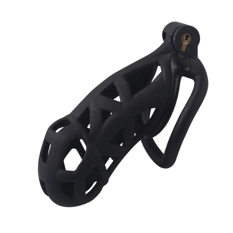 Cobra Chastity Lock Black Breathable Male Chastity Device Anti-Masturbation Pleasure Product (110mm)