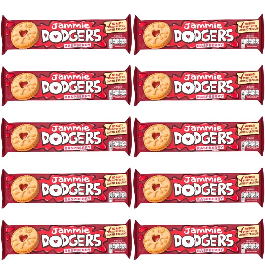 Biscuits & Crackers Bundle Pack with Jammie Dodgers Raspberry Biscuits 140g - 10 Pack | Shortcake Biscuits with a Raspberry Flavour Apple Jam, Suitable For Vegetarians.