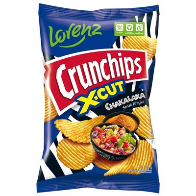 Lorenz Crunchips 6 Packets 140g | Lorenz X-cut Potato Snacks, Flavored Chips | (6 Pack, Chakalaka)