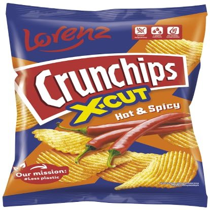 Lorenz Crunchips 3 Packets 130g | Lorenz X-cut Potato Snacks, Flavored Chips | (3 Pack, Hot & Spicy)