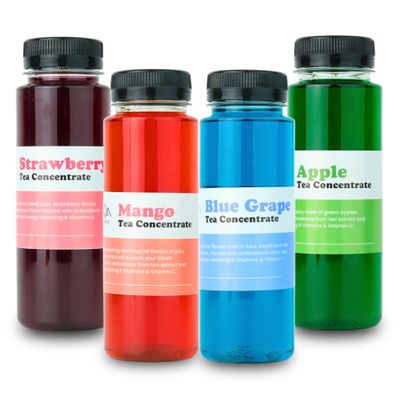 Fruit Tea Concentrate Bundle - Mango, Blue Grape, Strawberry,Apple, Low Calorie, Low Sugar, Serves 32