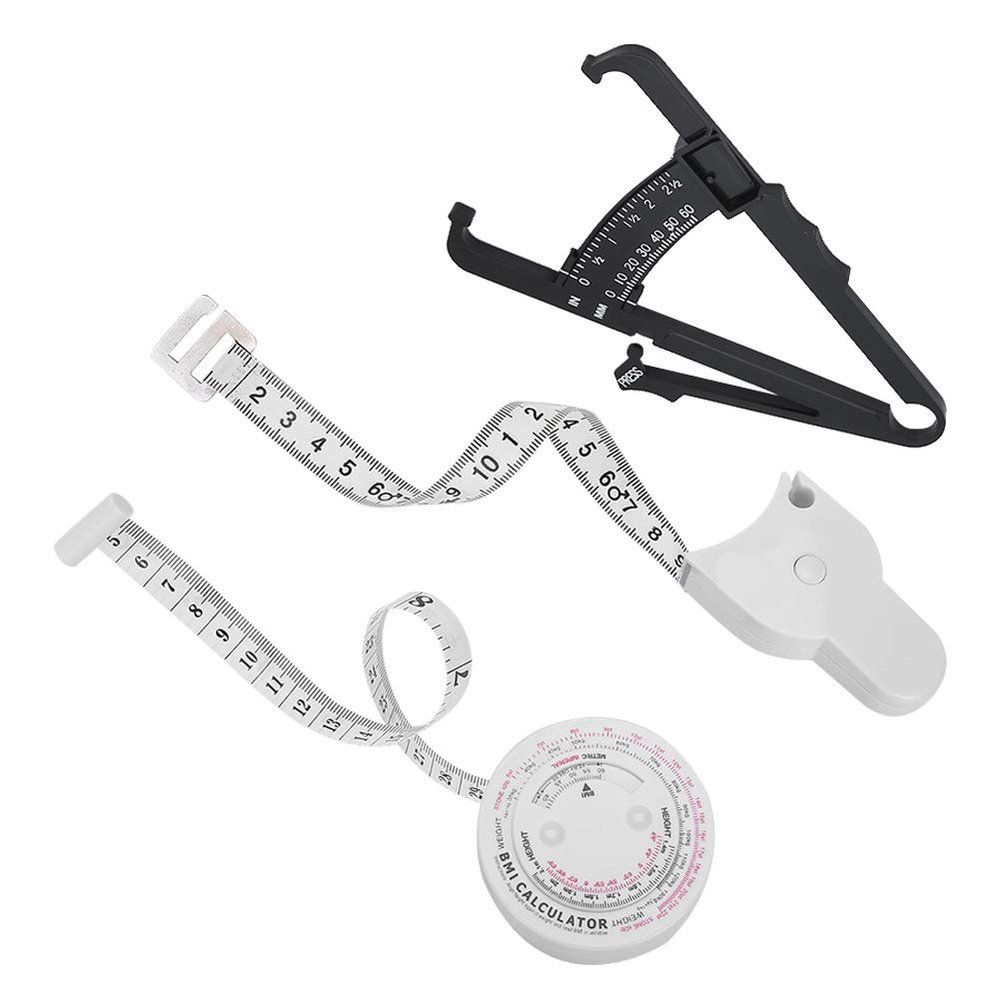 Skinfold Calipers, Body Fat Caliper Body Fat Tester Retractable Waist Measuring Tape BMI Measuring Tool Caliper