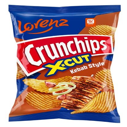 Lorenz Crunchips 6 Packets 130g | Lorenz X-cut Potato Snacks, Flavored Chips | (6 Pack, Kebab Style)