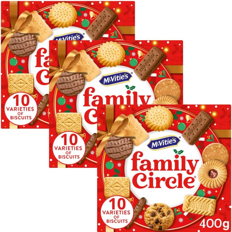 Biscuits Bundle Pack with Family Circle Biscuit Assortment 400g - 3 Pack | 10 Varieties of Biscuits, Suitable for vegetarians.