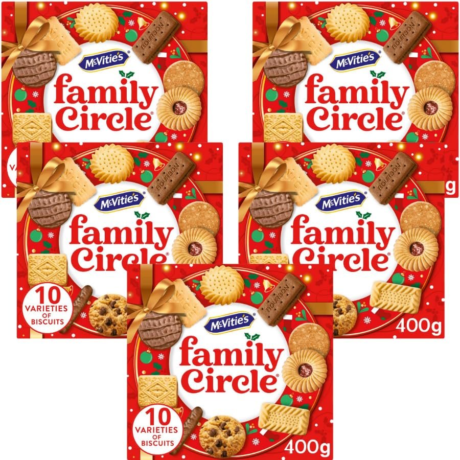 Biscuits Bundle Pack with Family Circle Biscuit Assortment 400g - 5 Pack |10 Varieties of Biscuits Suitable for vegetarians.