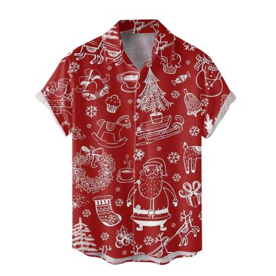 Mymyguoe Men's Christmas Shirt Slim Fit Xmas Christmas Costume Costume Shirt Christmas Printed Ugly Shirt 3D Printed Casual Wear Festival Party, Wine Red, XL