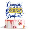 Congrats 2025 Graduate Cake Topper, Congrats Grad Cake Decorations, Congratulations, Class of 2025 Graduation Party Decorations, Blue and Gold Glitter view 1