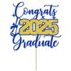 Congrats 2025 Graduate Cake Topper, Congrats Grad Cake Decorations, Congratulations, Class of 2025 Graduation Party Decorations, Blue and Gold Glitter view 2