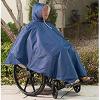 Wheelchair Poncho Adult Elderly Seniors Wheelchair Cape Heavy Duty Reusable Full Waterproof Coverage Zip Front Hood (Blue_One Size) view 3