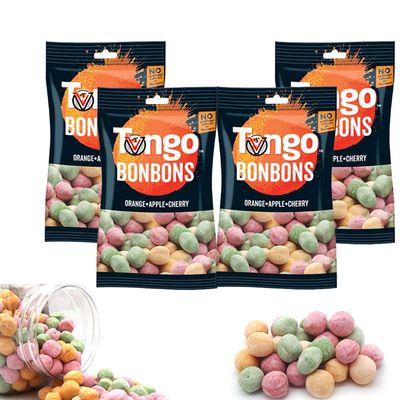 Assorted Flavour Chewy Bonbons Sweets 90g - Orange,Cherry,Apple Flavour Sweets Mix (4 Bags)